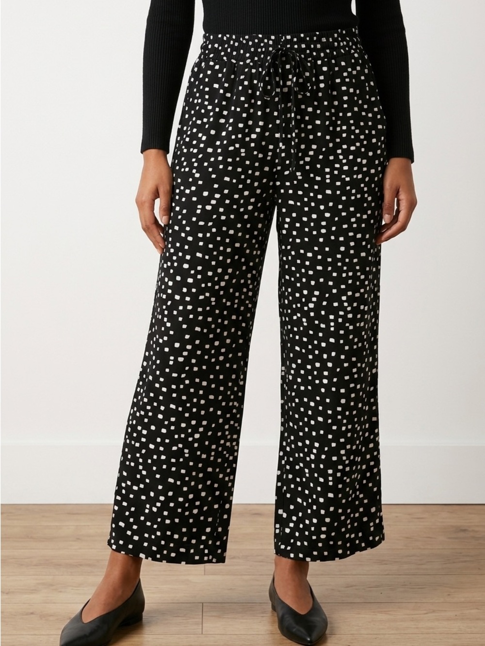 Sanctuary Draw String Black and White Polka Dot Pants